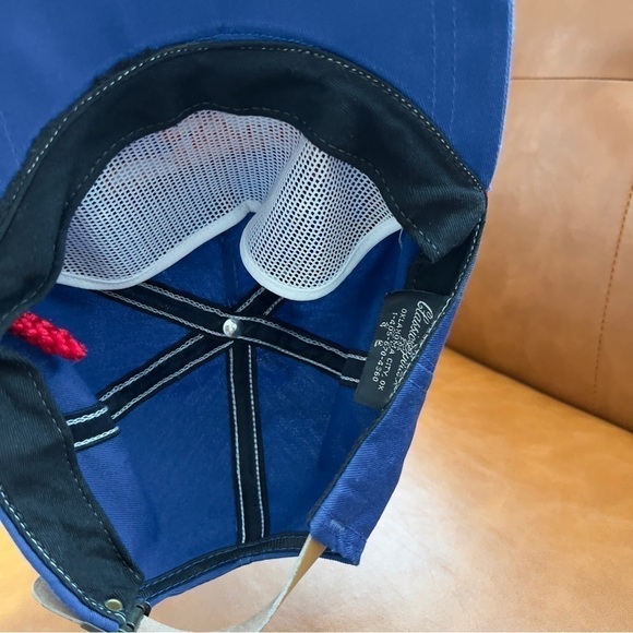 Vtg Classic Sportswear Majestic Flag Blue Roped Trucker Hat Cap Leather Strap - Picture 8 of 8